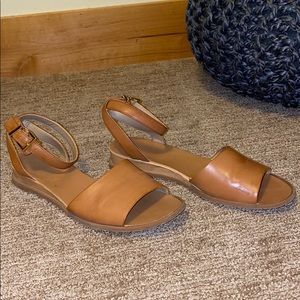 Brown Faux Leather Sandals